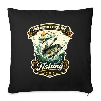 Weekend Forecast Fishing Retro Motif - Sofa pillowcase 17,3'' x 17,3'' (45 x 45 cm) - black - Front
