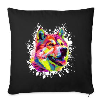 Colorful Dog Portrait in Pop Art Style - Sofa pillowcase 17,3'' x 17,3'' (45 x 45 cm) - black - Front