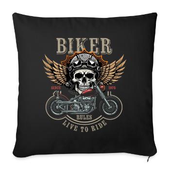Biker Rules - Since 1975 - Live to Ride - Sofa pillowcase 17,3'' x 17,3'' (45 x 45 cm) - black - Front