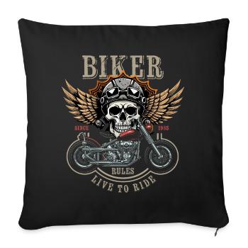 Règles des motards - Depuis 1985 - Live to Ride - Housse de coussin décorative 45 x 45 cm - noir - Devant