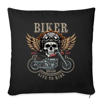 Règles des motards - Depuis 2003 - Vivre pour rouler - Housse de coussin décorative 45 x 45 cm - noir - Devant