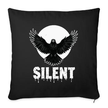 Silent – Dark Raven Gothic Motif - Sofa pillowcase 17,3'' x 17,3'' (45 x 45 cm) - black - Front