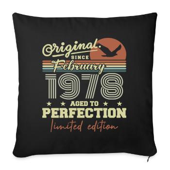 Anniversaire février 1978 - Housse de coussin décorative 45 x 45 cm - noir - Devant