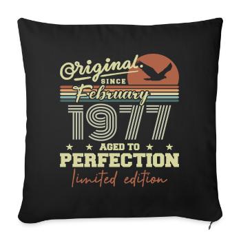 Anniversaire février 1977 - Housse de coussin décorative 45 x 45 cm - noir - Devant