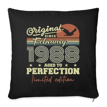 Anniversaire février 1988 - Housse de coussin décorative 45 x 45 cm - noir - Devant