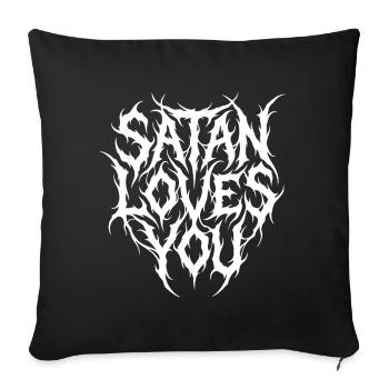 Satan Loves You – Extreme Metal Font - Sofa pillowcase 17,3'' x 17,3'' (45 x 45 cm) - black - Front