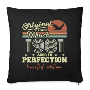 Anniversaire Mars 1981 - Housse de coussin décorative 45 x 45 cm - noir - Devant