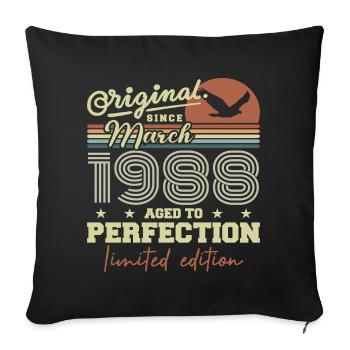 Birthday March 1988 - Sofa pillowcase 17,3'' x 17,3'' (45 x 45 cm) - black - Front