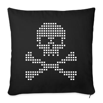 Pixel Skull and Crossbones - Sofa pillowcase 17,3'' x 17,3'' (45 x 45 cm) - black - Front