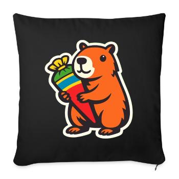 Capybara School Enrollment - Sofa pillowcase 17,3'' x 17,3'' (45 x 45 cm) - black - Front