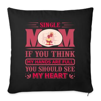 Chemise en cœur complet de maman célibataire - Housse de coussin décorative 45 x 45 cm - noir - Devant