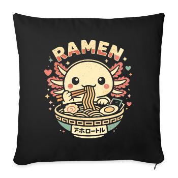 Cadeau mignon aux nouilles ramen et nouilles à l’axolotl Kawaii - Housse de coussin décorative 45 x 45 cm - noir - Devant