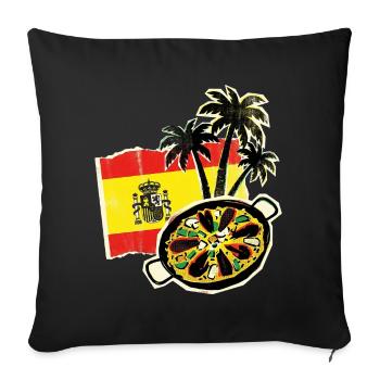 Palmiers paella d’Espagne - Housse de coussin décorative 45 x 45 cm - noir - Devant