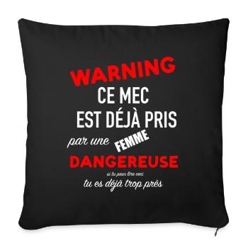 Humour homme couple femme jalouse saint valentin - Housse de coussin décorative 45 x 45 cm - noir - Devant