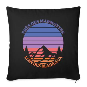 Marmottes au Coucher Montagne - Housse de coussin décorative 45 x 45 cm - noir - Devant