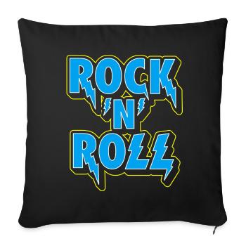 Rock 'N' Roll Typographic 3D Logo - Sofa pillowcase 17,3'' x 17,3'' (45 x 45 cm) - black - Front