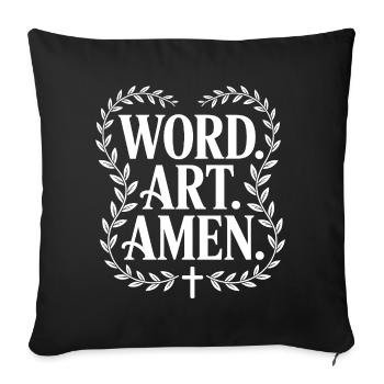 Word Art Amen Cross Laurel - Sofa pillowcase 17,3'' x 17,3'' (45 x 45 cm) - black - Front