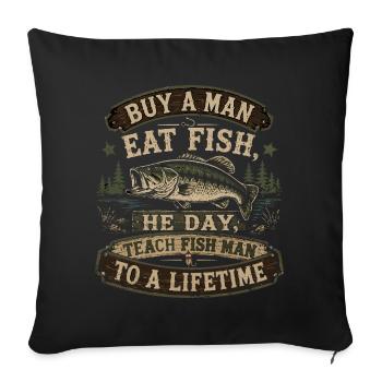 Buy A Man Eat Fish | Vintage Peach Humor - Sofa pillowcase 17,3'' x 17,3'' (45 x 45 cm) - black - Front