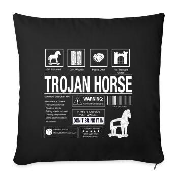 Trojanisches Pferd Motiv - Sofakissenbezug 45 x 45 cm - Schwarz - Vorne