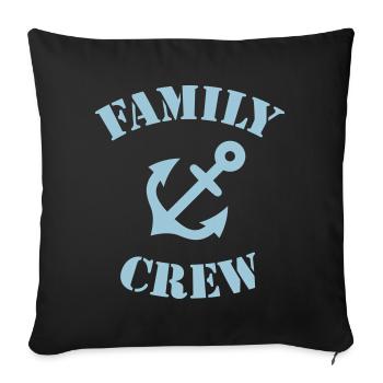 Équipage familial (Ancre / Équipage du navire / Bleu ciel) - Housse de coussin décorative 45 x 45 cm - noir - Devant