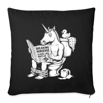 Nonsens Motiv mit Einhorn - Sofakissenbezug 45 x 45 cm - Schwarz - Vorne
