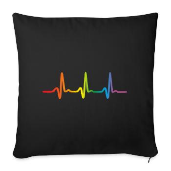 Lgbt Regenbogen Herzschlag, Pride EKG Puls - Sofakissenbezug 45 x 45 cm - Schwarz - Vorne