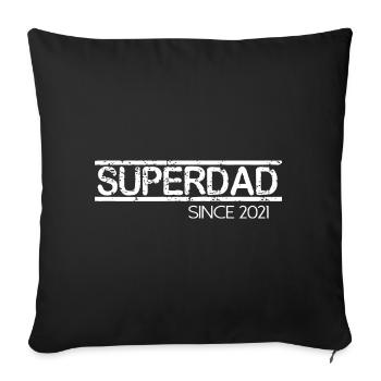 Super-père depuis 2021 - Housse de coussin décorative 45 x 45 cm - noir - Devant