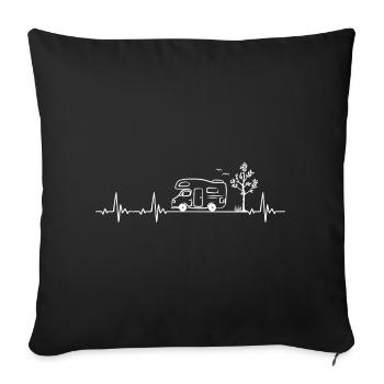 Camper Heartbeat for Camping Lovers Gift - Sofa pillowcase 17,3'' x 17,3'' (45 x 45 cm) - black - Front