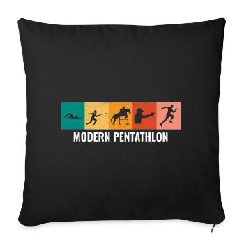Pentathlon moderne - Escrime Natation Équitation - Housse de coussin décorative 45 x 45 cm - noir - Devant