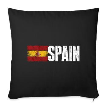 Espagne Typographie du drapeau grunge - Housse de coussin décorative 45 x 45 cm - noir - Devant