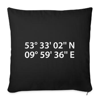 Hamburg coordinates - Sofa pillowcase 17,3'' x 17,3'' (45 x 45 cm) - black - Front