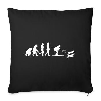 Hund Skijöring Skifahren Wintersport Evolution - Sofakissenbezug 45 x 45 cm - Schwarz - Vorne