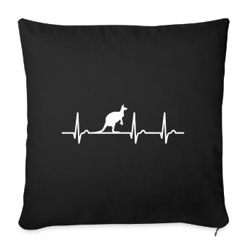 EKG Kurve - Herzkurve - Puls - Känguru - Natur - Sofakissenbezug 45 x 45 cm - Schwarz - Vorne