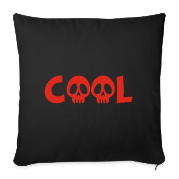 Totenkopf und cool (rot) - Sofakissenbezug 45 x 45 cm - Schwarz - Vorne