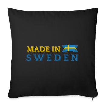 Fabriqué en Suède, fierté suédoise - Housse de coussin décorative 45 x 45 cm - noir - Devant