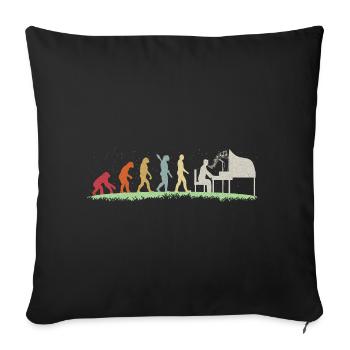 Evolution von Klavierspieler Pianospieler - Sofakissenbezug 45 x 45 cm - Schwarz - Vorne