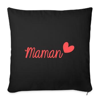 MOM. MOTHER'S DAY. HEART. HAPPY BIRTHDAY - Sofa pillowcase 17,3'' x 17,3'' (45 x 45 cm) - black - Front