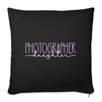 Photographe Fille Fière Mignon Cadeau - Housse de coussin décorative 45 x 45 cm - noir - Devant