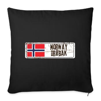 Drøbak Norway Flag - Sofa pillowcase 17,3'' x 17,3'' (45 x 45 cm) - black - Front