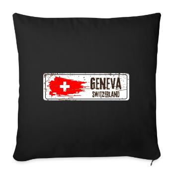 Genf Schweiz Flagge - Sofakissenbezug 45 x 45 cm - Schwarz - Vorne