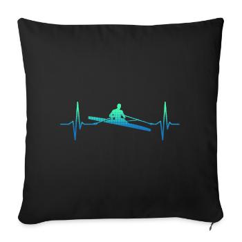 Rowing Heartbeat Boat Rower - Sofa pillowcase 17,3'' x 17,3'' (45 x 45 cm) - black - Front