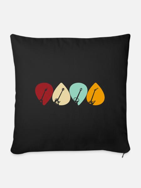 Guitar Pick Design für Gitarristen im Retro-Stil - Sofakissenbezug 45 x 45 cm - Schwarz