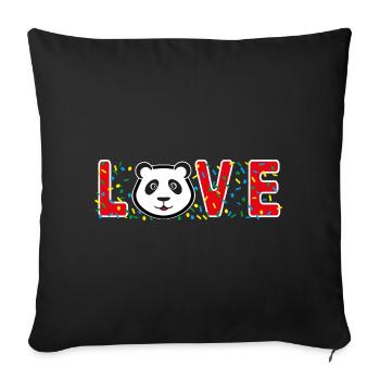 Liebes Panda mit viel Konfetti. - Sofakissenbezug 45 x 45 cm - Schwarz - Vorne