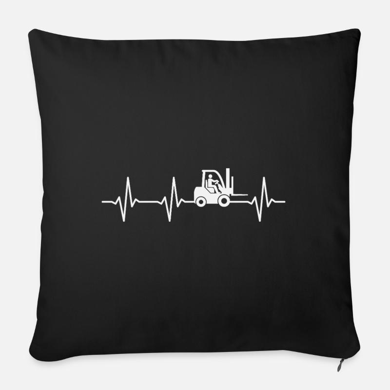 Chariot élévateur Heartbeat Chariot élévateur Commis d’entrepôt, - Housse de coussin décorative 45 x 45 cm - noir