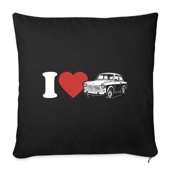 I Love Trabi - Cult car from Zwickau - GDR - Sofa pillowcase 17,3'' x 17,3'' (45 x 45 cm) - black - Front