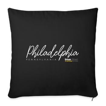 Silhouette élégante de la ligne d’horizon de Philadelphie - Housse de coussin décorative 45 x 45 cm - noir - Devant