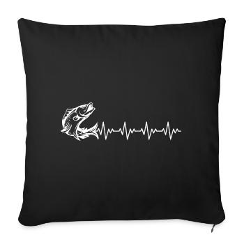 Fisherman Angel Angler Gift ECG Heartbeat - Sofa pillowcase 17,3'' x 17,3'' (45 x 45 cm) - black - Front