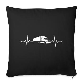 Truck Heartbeat ECG - Trucker & Truck Driver Lifeline - Sofa pillowcase 17,3'' x 17,3'' (45 x 45 cm) - black - Front