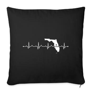 Minimalist Florida Heart Souvenir Sunshine State - Sofa pillowcase 17,3'' x 17,3'' (45 x 45 cm) - black - Front
