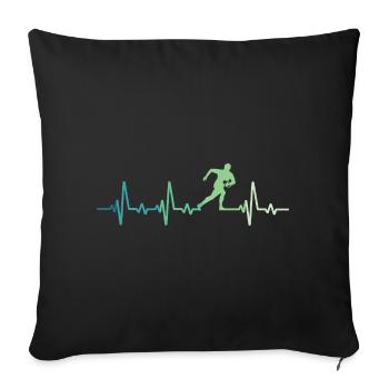 Rugby battement de coeur cadeau joueur de rugby - Housse de coussin décorative 45 x 45 cm - noir - Devant